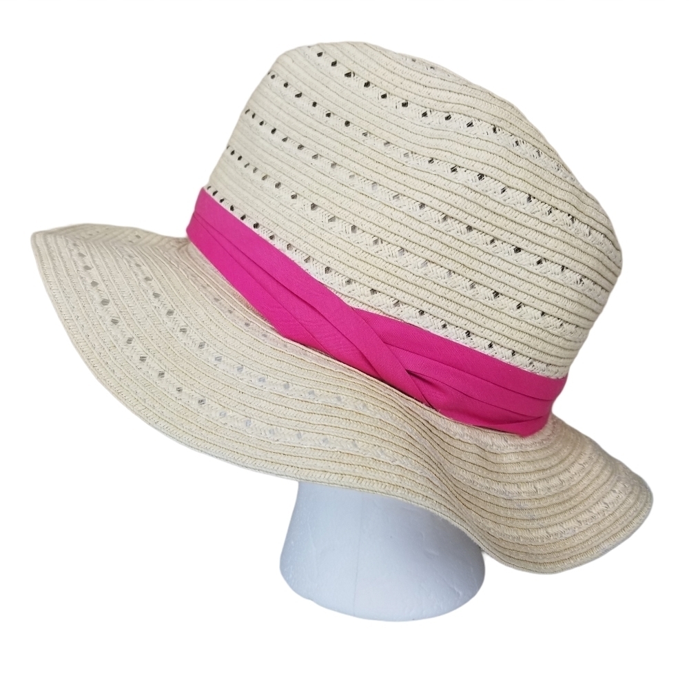 O'Rageous Soft Straw Style Fedora Floppy Sun hat Women's One Size